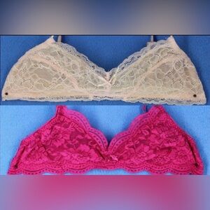 Lot of 2 bralettes HoneyDew & unbranded, SMALL, good condition, pink & nude